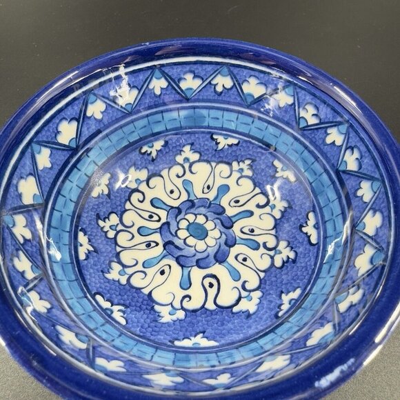 Vintage Turkish Hand Painted Round Dish Plate Bowl Hand Made Folk Art Bowl Dish - Picture 9 of 13